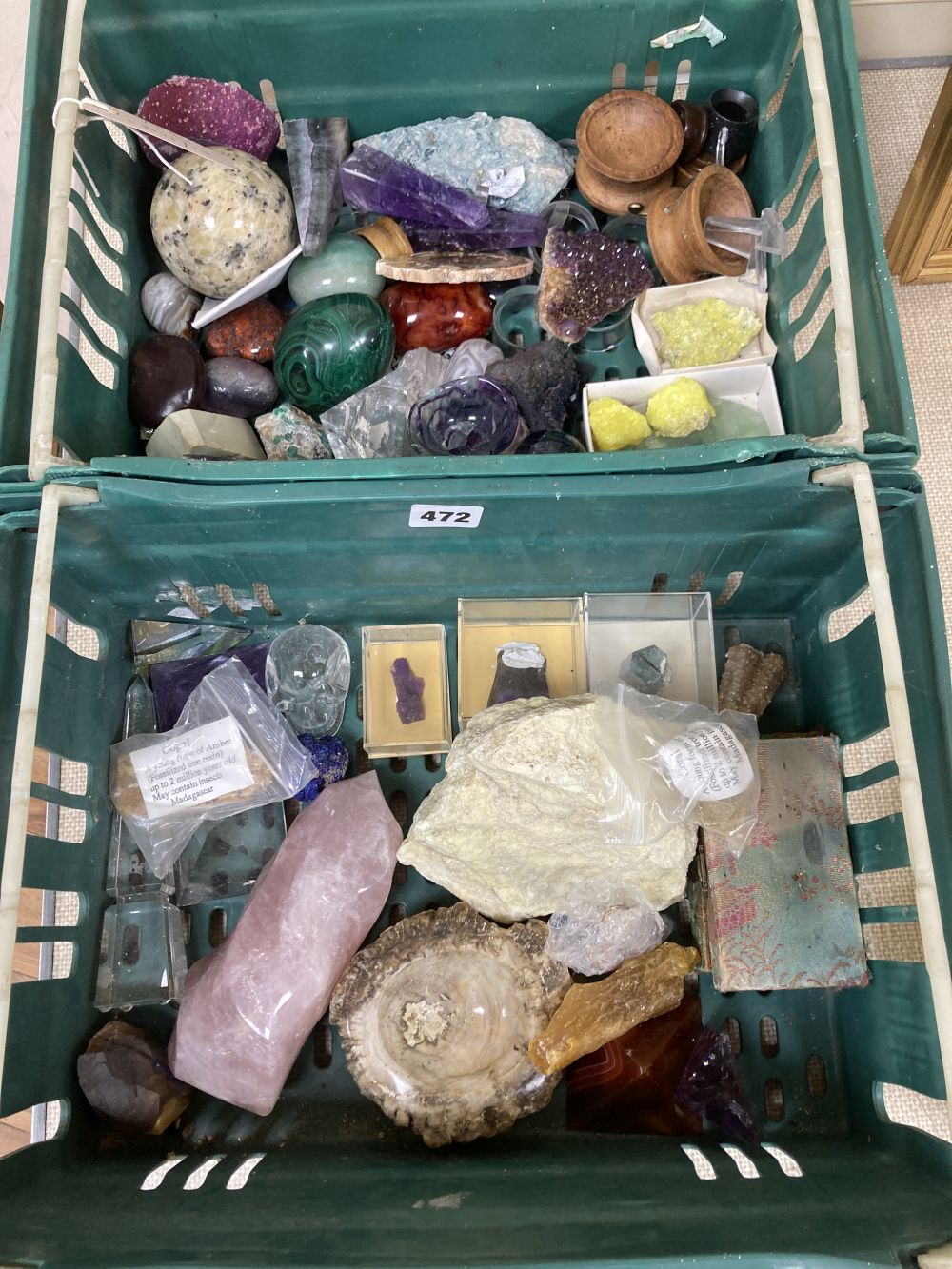 A collection of minerals and fossils